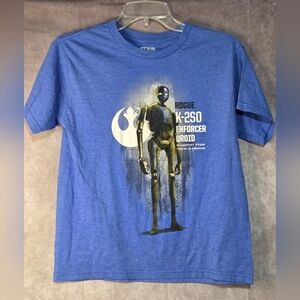 Star Wars Rogue K-2SO Enforcer Droid Graphic Blue R2D2 T-Shirt Boys M NWOT